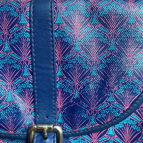 Liberty of London Carnaby Crossbody Saddle Bag Purse Blue Iphis Print - Picture 4 of 11